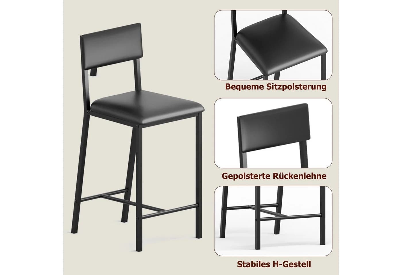 GarveeMore Bartisch-Set mit 3 Ablagen und 2 Stühlen - Bild 3