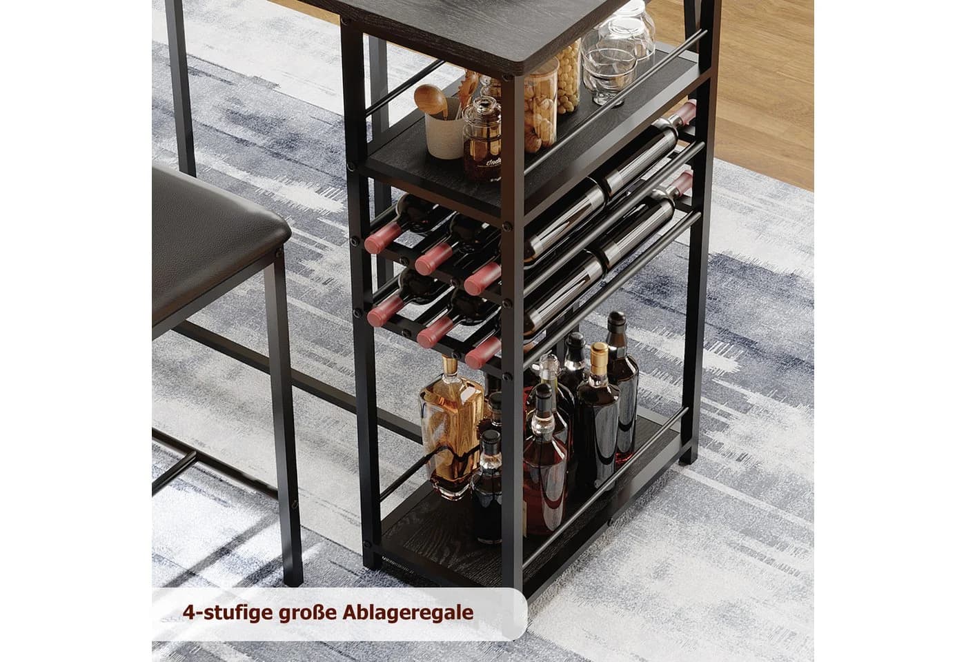 GarveeMore Bartisch-Set mit 3 Ablagen und 2 Stühlen - Bild 4