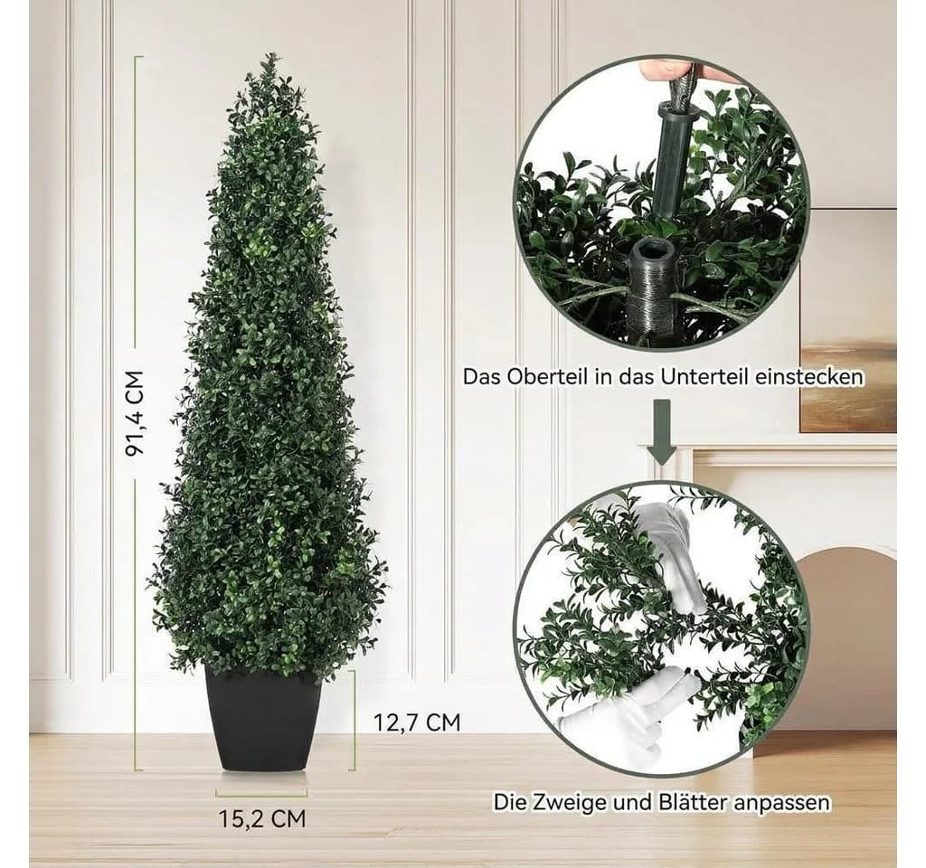 Kunstbaum 2er-Set Künstlicher Buchsbaum Kunstpflanzen künstliche Bäume, GarveeMore - Bild 3