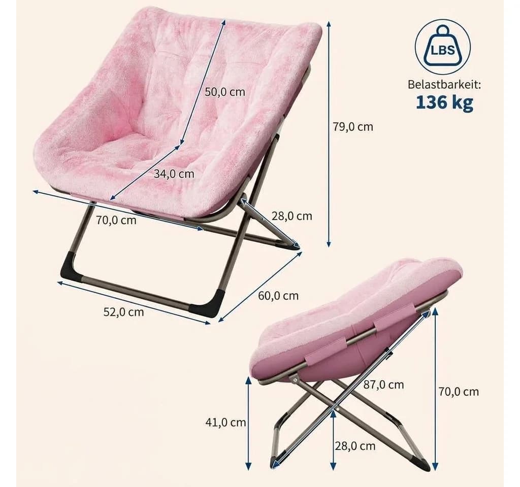 GarveeMore Ohrensessel Relaxsessel Klappsessel Belastbarkeit 136kg - Bild 3