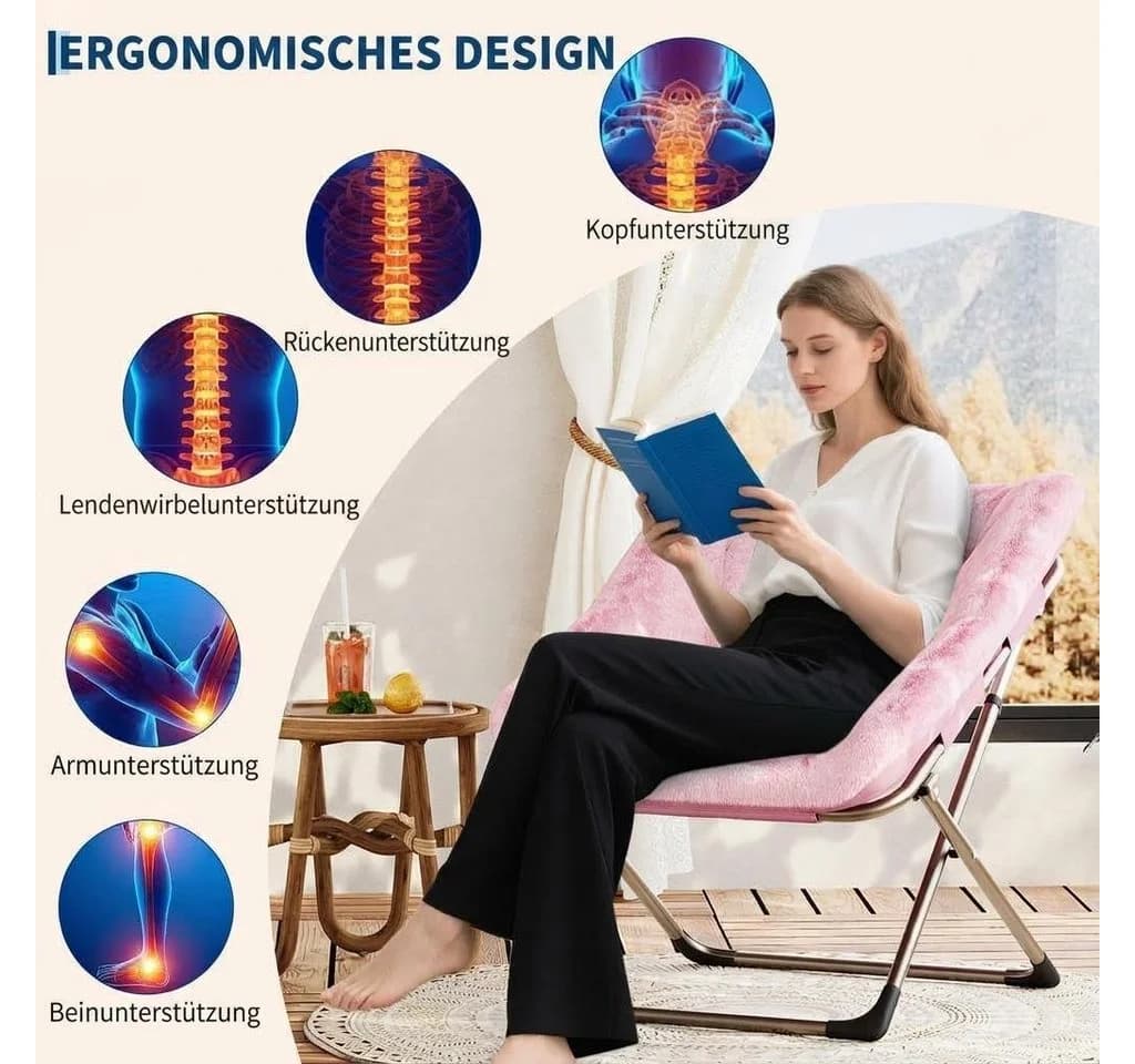GarveeMore Ohrensessel Relaxsessel Klappsessel Belastbarkeit 136kg - Bild 5
