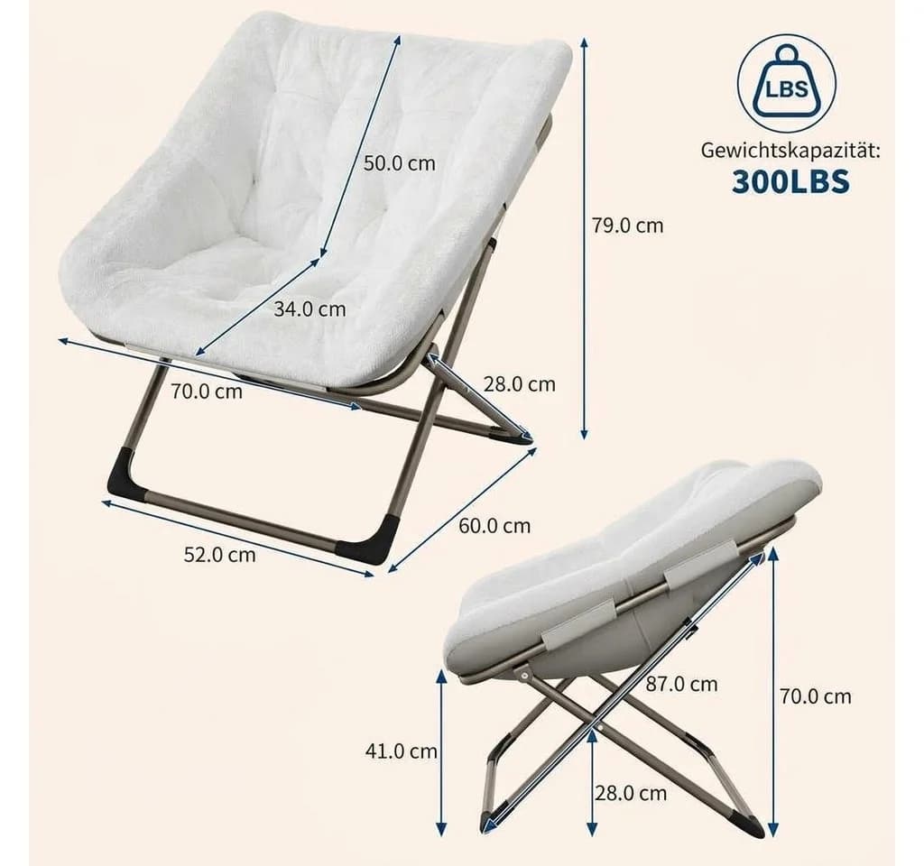 GarveeMore Ohrensessel Relaxsessel Klappsessel Belastbarkeit 136kg - Bild 3