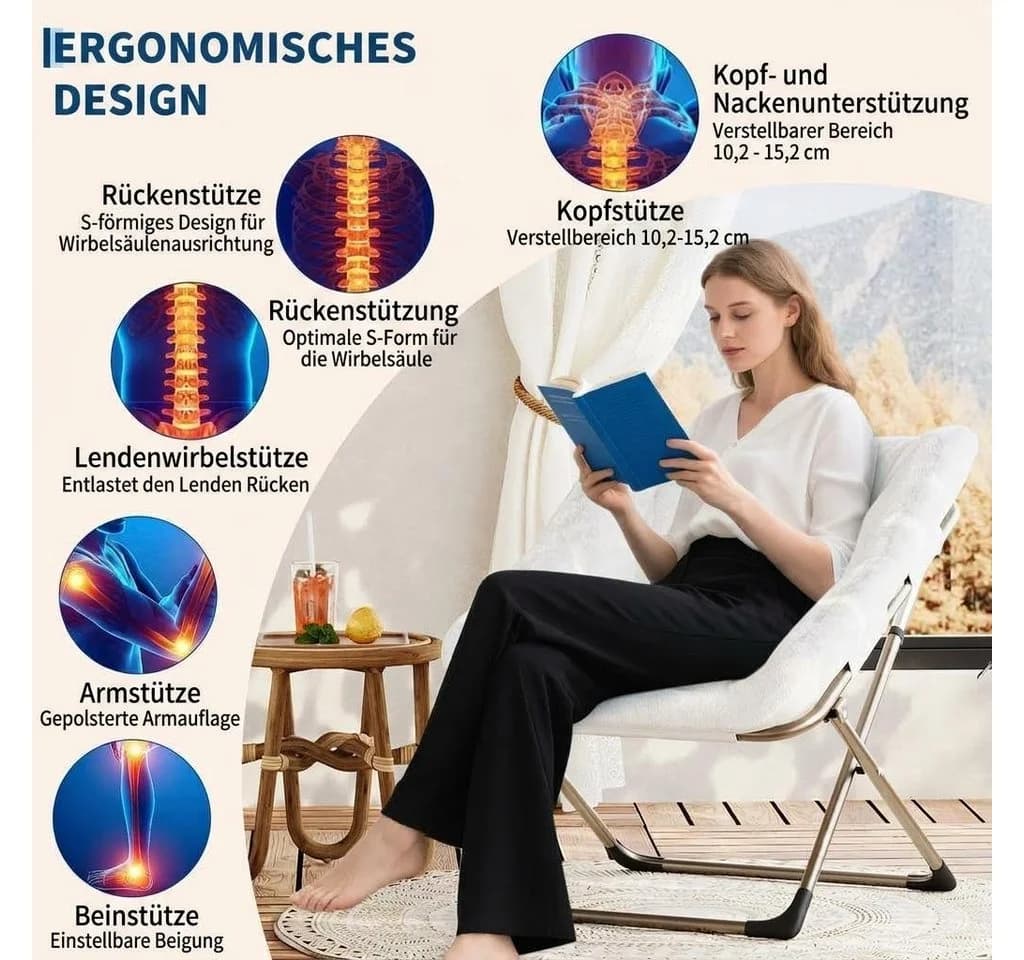 GarveeMore Ohrensessel Relaxsessel Klappsessel Belastbarkeit 136kg - Bild 5