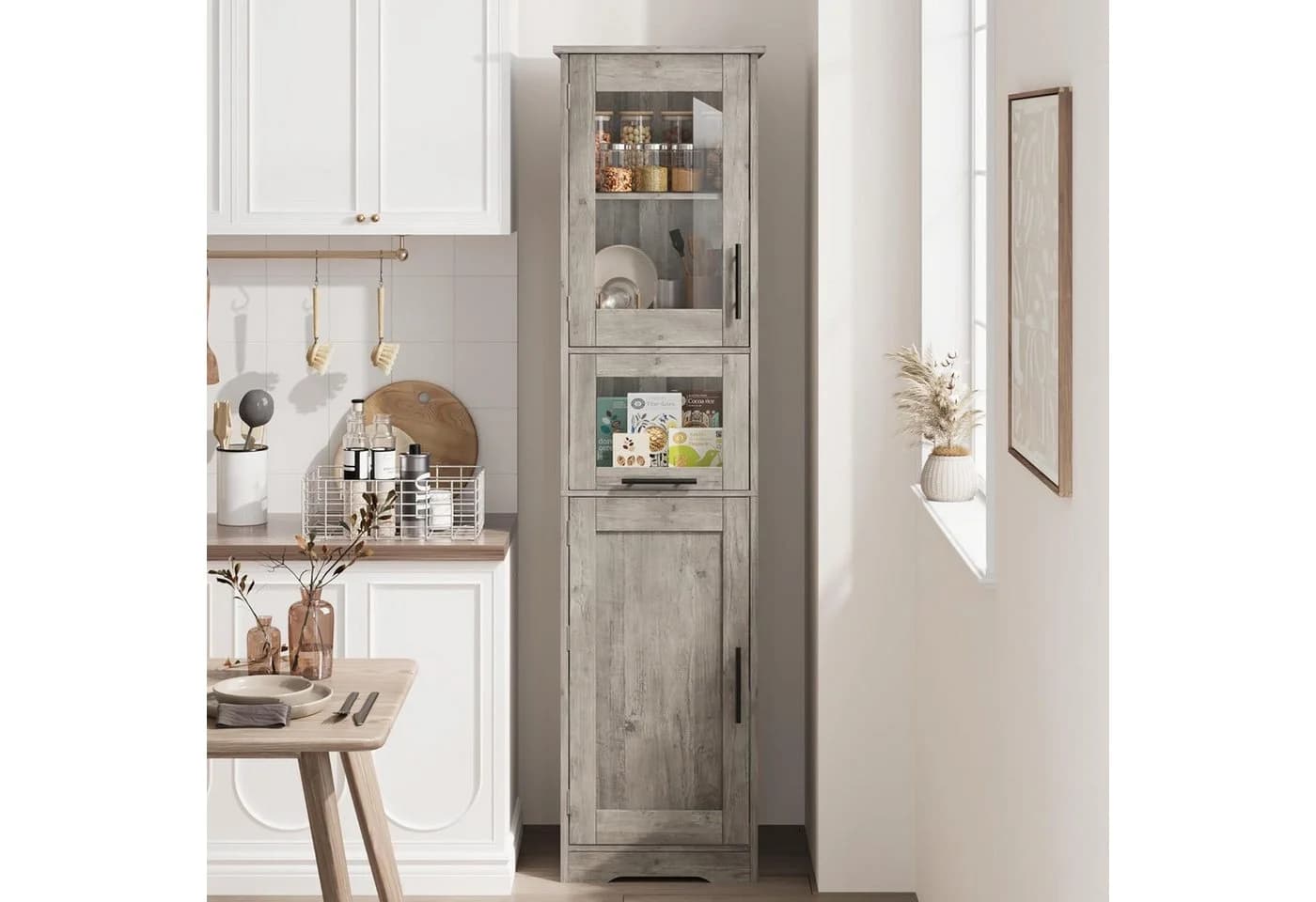 GarveeMore Hochschrank Badezimmerschrank Badschrank Badkommode - Bild 5