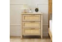 GarveeMore Nachttisch mit 3 Schubladen Rattan Eichenoptik Beige Bild 1