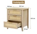 GarveeMore Nachttisch mit 3 Schubladen Rattan Eichenoptik Beige Bild 3