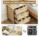 GarveeMore Nachttisch mit 3 Schubladen Rattan Eichenoptik Beige Bild 5