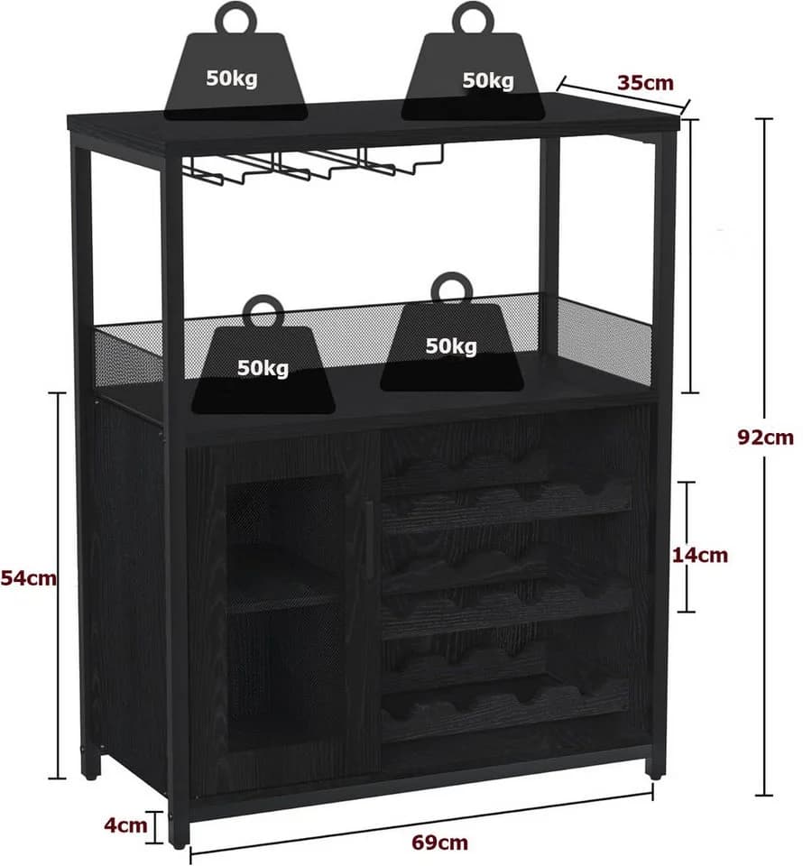 GarveeMore Weinschrank Weinregal Weinständer Barschrank mit Glashalter - Bild 3