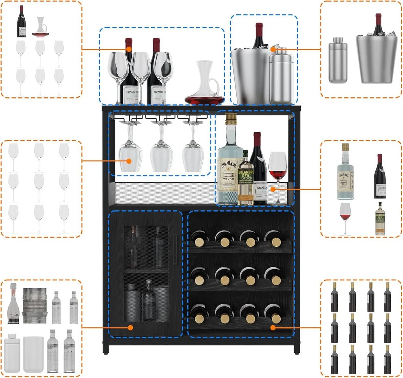 GarveeMore Weinschrank Weinregal Weinständer Barschrank mit Glashalter - Bild 5