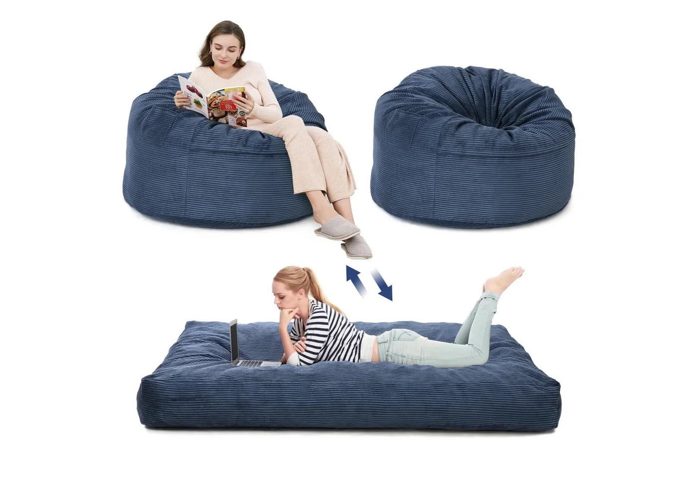 GarveeMore Sitzsack Sessel Cord 2-in-1 für Erwachsene & Kinder - Bild 2