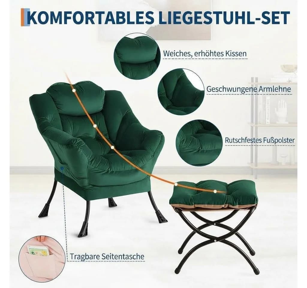 GarveeMore Ohrensessel Relaxsessel mit Hocker - Bild 5