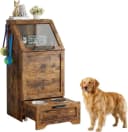 GarveeMore Futterstation Futterschrank Hunde mit 2 Edelstahlnäpfen Braun Bild 2