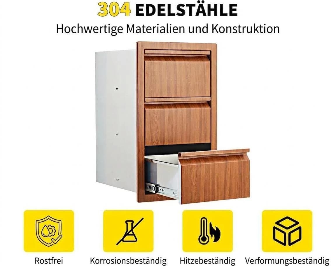 GarveeMore Unterschrank Edelstahl 3 Schubladen - Bild 5
