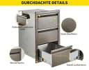 GarveeMore Unterschrank Edelstahl 3 Schubladen & Tür Bild 4