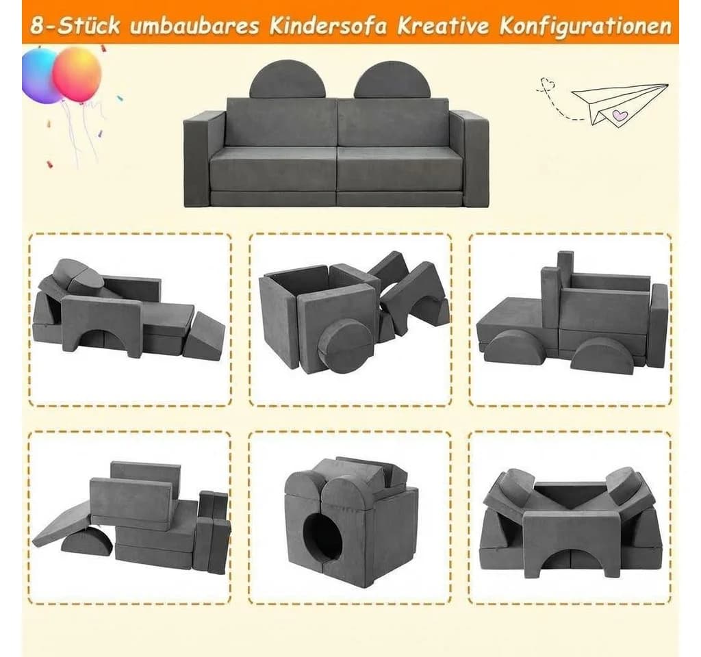 GarveeMore Kindersofa Modulares Spielsofa 8-teilig - Bild 5