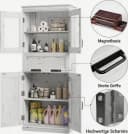 GarveeMore Hochschrank Weiß mit Glastüren und Schubladen Bild 5