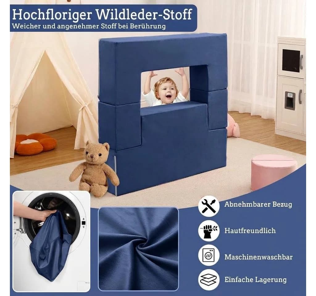 GarveeMore Kindersofa 6-teilig Modulare Spielcouch Blau - Bild 5