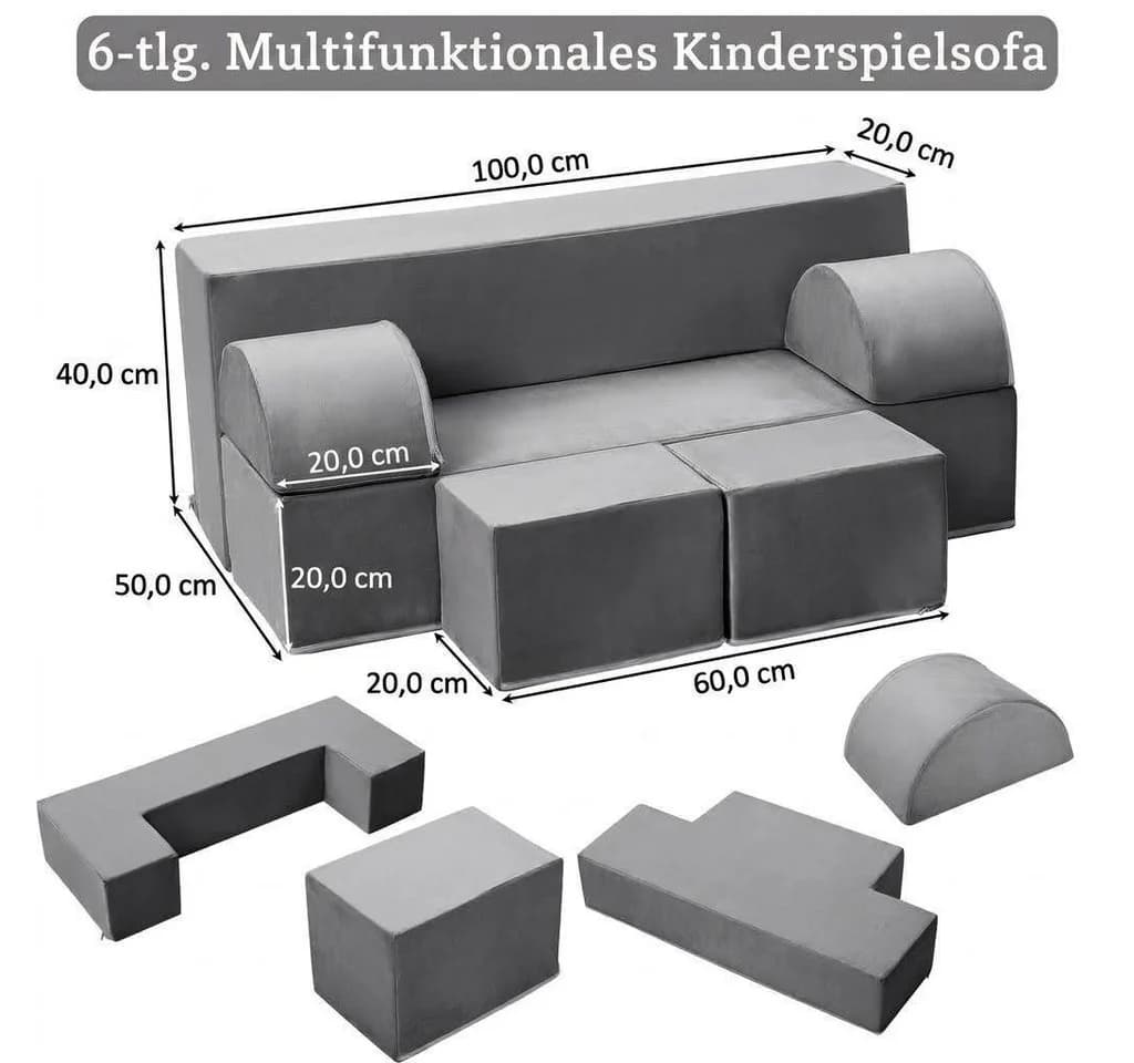 GarveeMore Kindersofa 6-teilig - Modular & Multifunktional - Bild 3