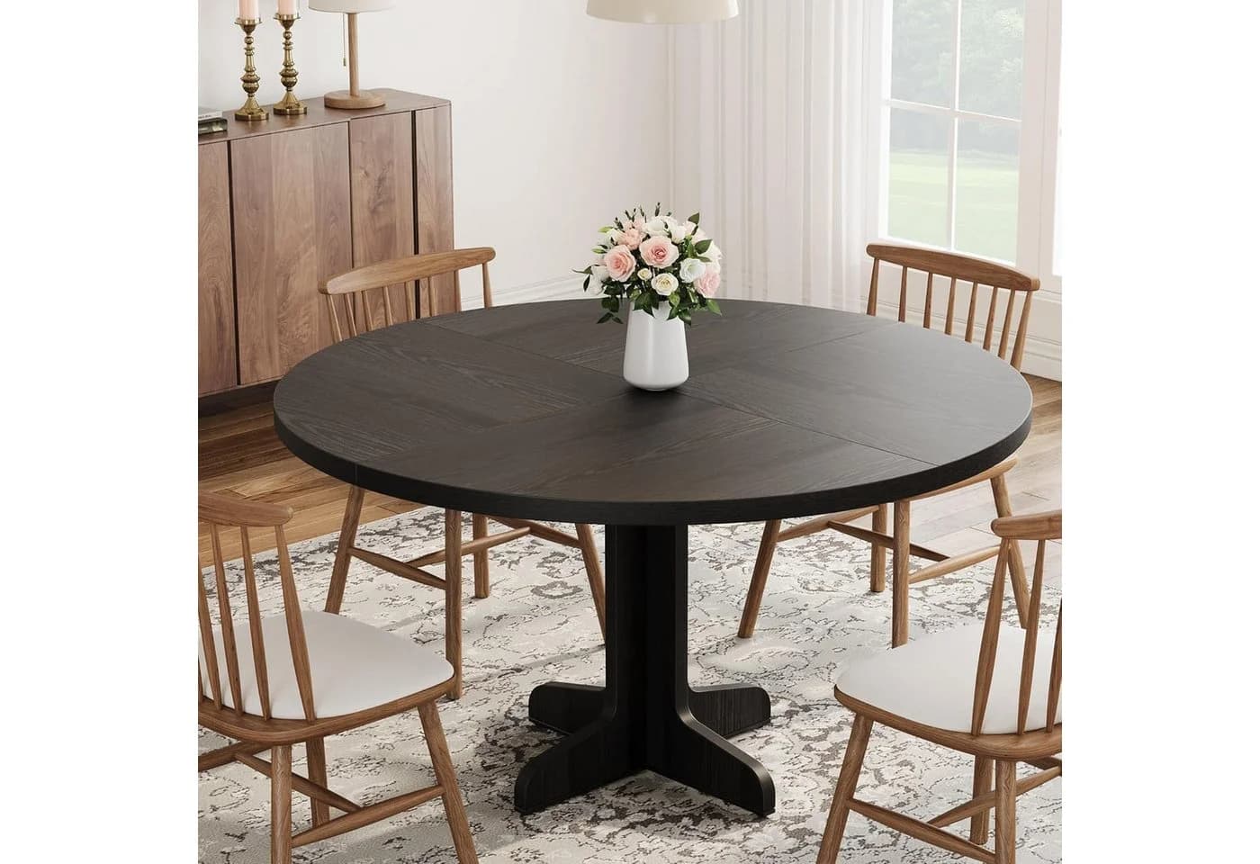 GarveeMore Esstisch Runder 119 cm MDF-Holzplatte - Bild 2