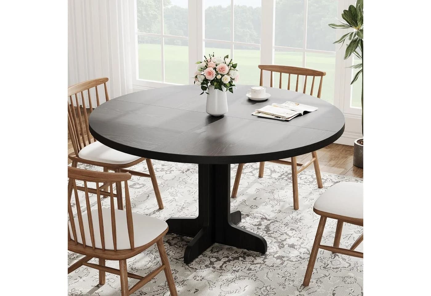 GarveeMore Esstisch Runder 119 cm MDF-Holzplatte - Bild 5