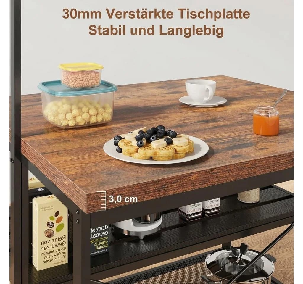 GarveeMore Kücheninsel Braun Schwarz 3-stöckig - Bild 5