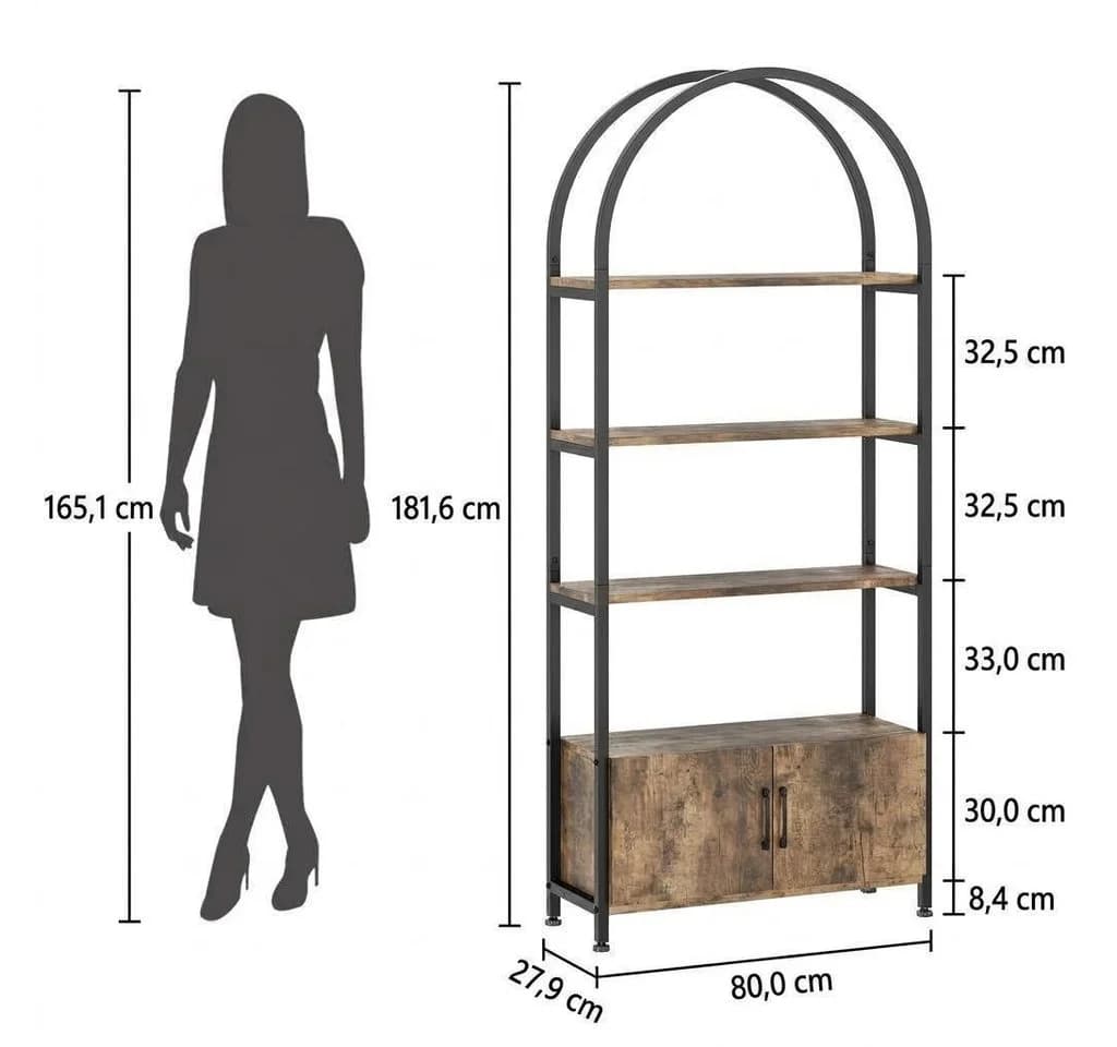 GarveeMore Bücherregal Gewölbt Weiß Metallrahmen - Bild 4