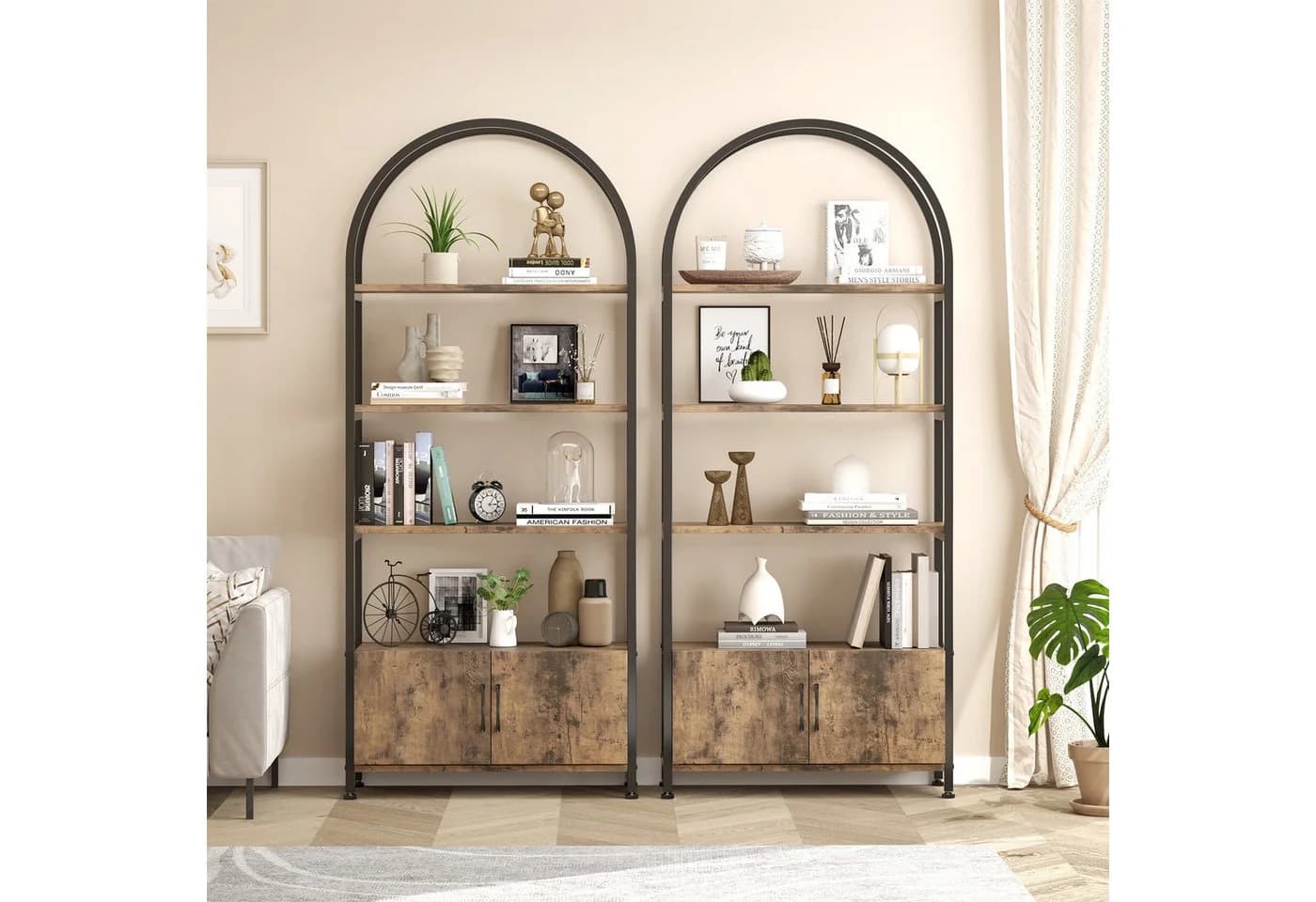 GarveeMore Bücherregal Gewölbt Weiß Metallrahmen - Bild 5