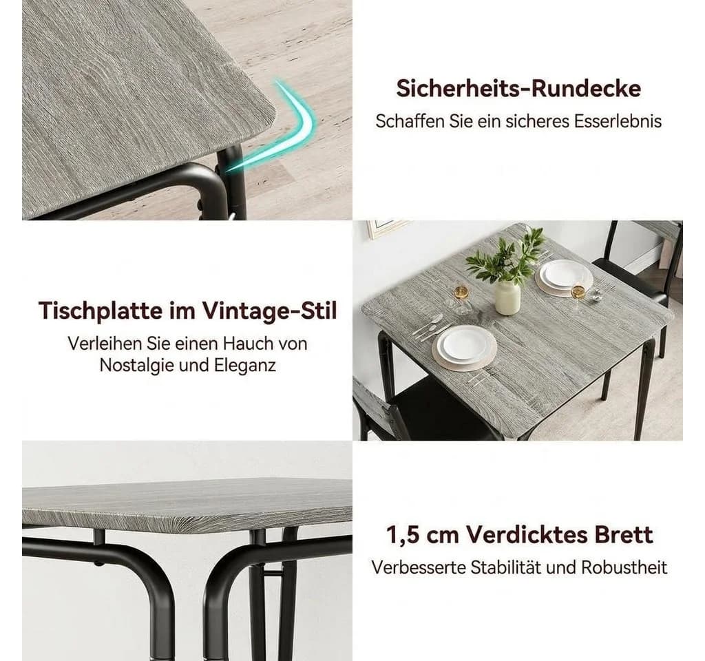 GarveeMore Essgruppe Ktichen Tisch mit 2 Stühlen für Küche & Esszimmer, Kompaktes Esszimmer-Set für kleine Räume - Bild 4