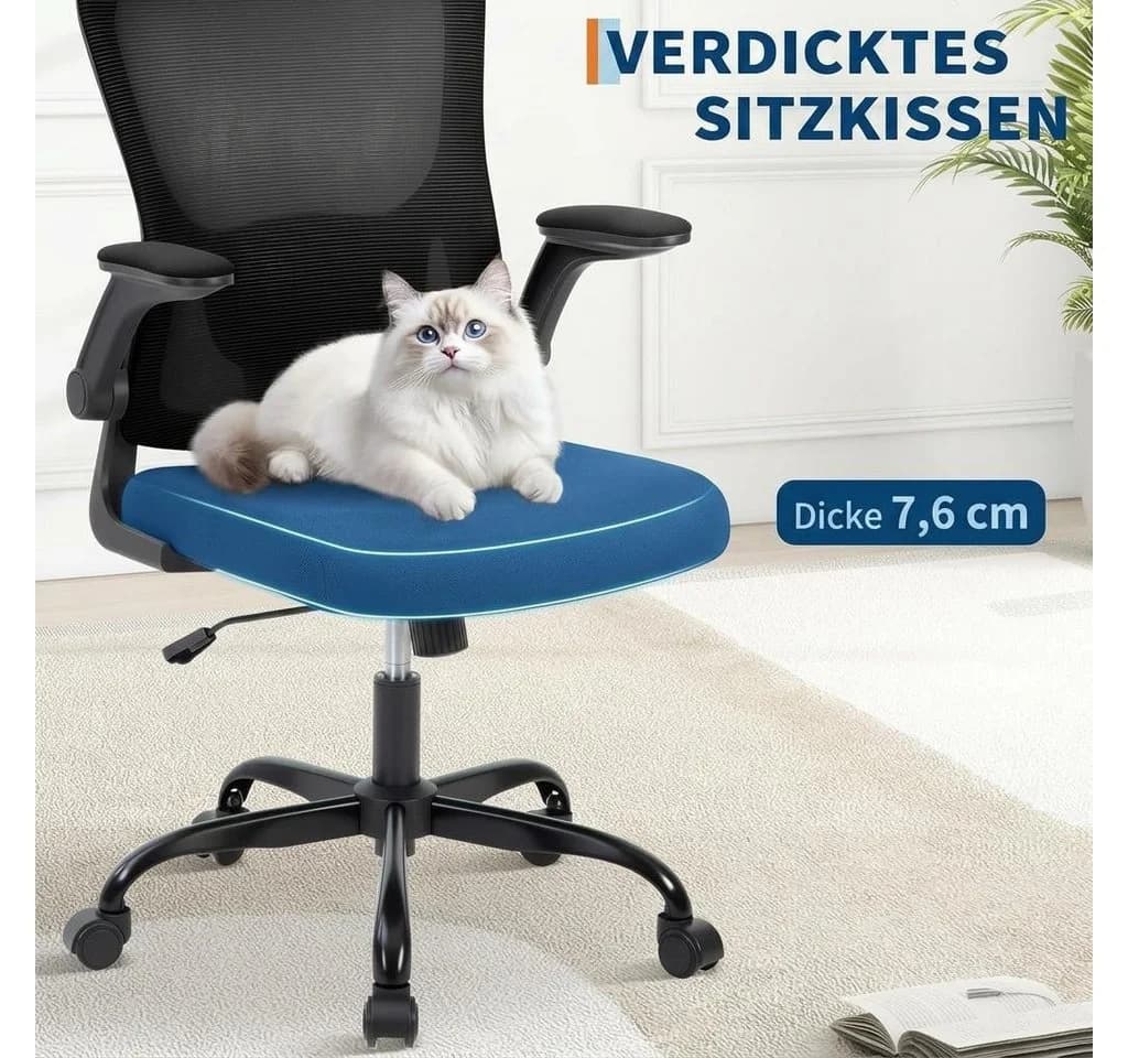 GarveeMore Bürostuhl Ergonomischer mit erstellbare Lendenwirbelstütze und Kopfstütze, Home-Office-Stuhl, Gaming-Stuhl mit hoher Rückenlehne aus Netzstoff - Bild 5