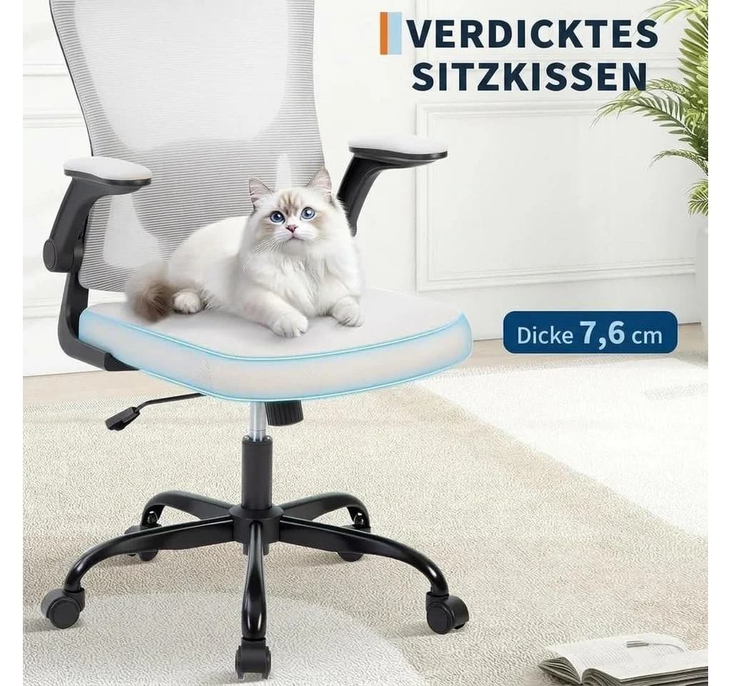 GarveeMore Bürostuhl Ergonomisch mit Lendenwirbelstütze und Kopfstütze, Home-Office-Stuhl, Gaming-Stuhl mit hoher Rückenlehne aus Netzstoff - Bild 5