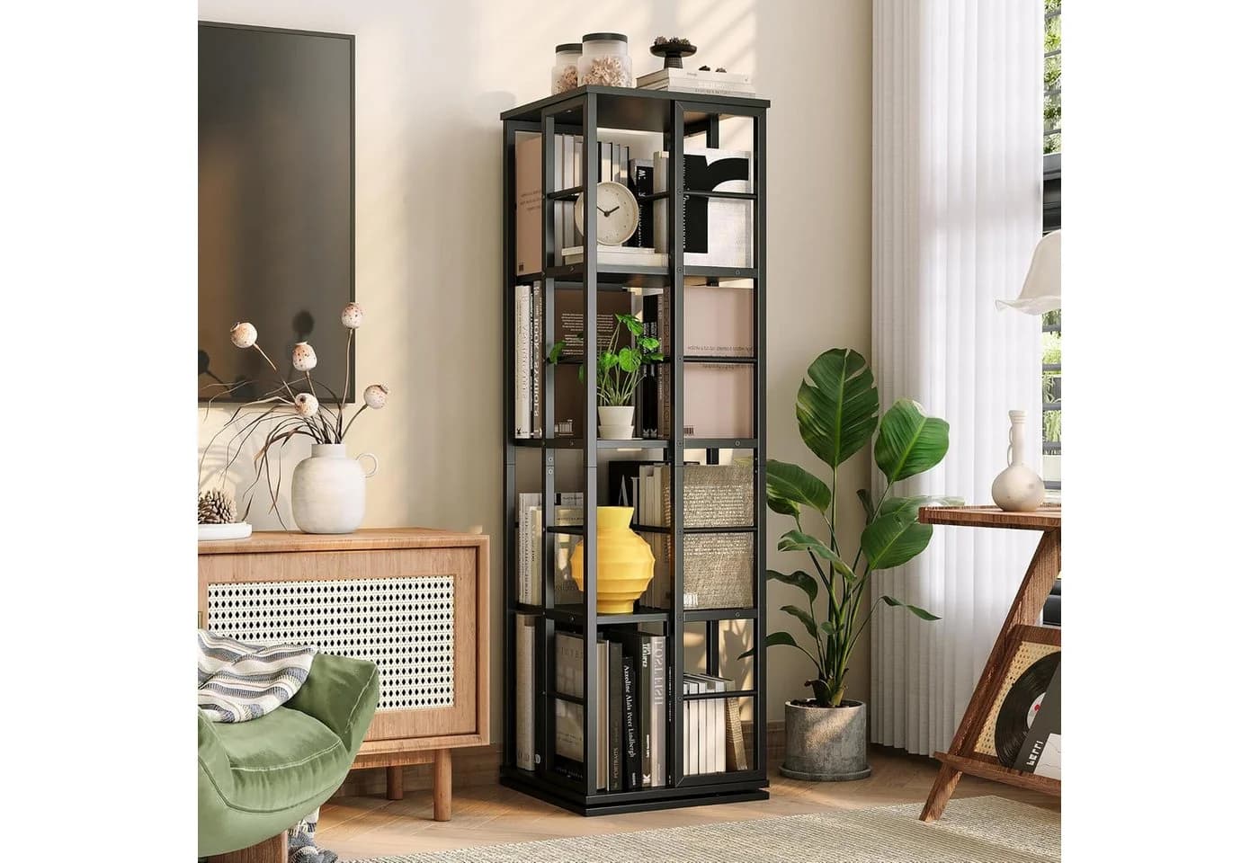 GarveeMore Bücherregal drehbar 4 Ebenen 360°-Display