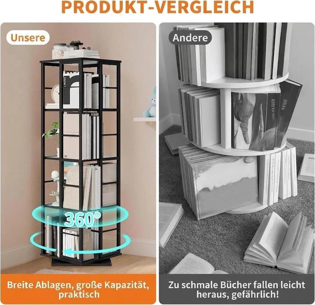 GarveeMore Bücherregal drehbar 4 Ebenen 360°-Display - Bild 5