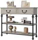 GarveeMore Konsolentisch 3-stufiger mit 2 Schubladen, braun Bild 2