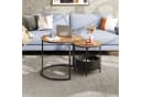WLIVE Couchtisch 2er-Set rund mit Stauraum, Beistelltisch mit Stoffkorb & Metallgestell, Holzoptik Bild 1