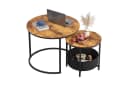 WLIVE Couchtisch 2er-Set rund mit Stauraum, Beistelltisch mit Stoffkorb & Metallgestell, Holzoptik Bild 2