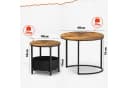 WLIVE Couchtisch 2er-Set rund mit Stauraum, Beistelltisch mit Stoffkorb & Metallgestell, Holzoptik Bild 3