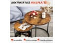 WLIVE Couchtisch 2er-Set rund mit Stauraum, Beistelltisch mit Stoffkorb & Metallgestell, Holzoptik Bild 4