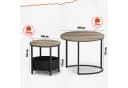 WLIVE Couchtisch 2er-Satz rund mit Stauraum, Beistelltisch mit Stoffkorb & Metallgestell, Holzoptik Bild 3