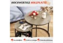 WLIVE Couchtisch 2er-Satz rund mit Stauraum, Beistelltisch mit Stoffkorb & Metallgestell, Holzoptik Bild 4