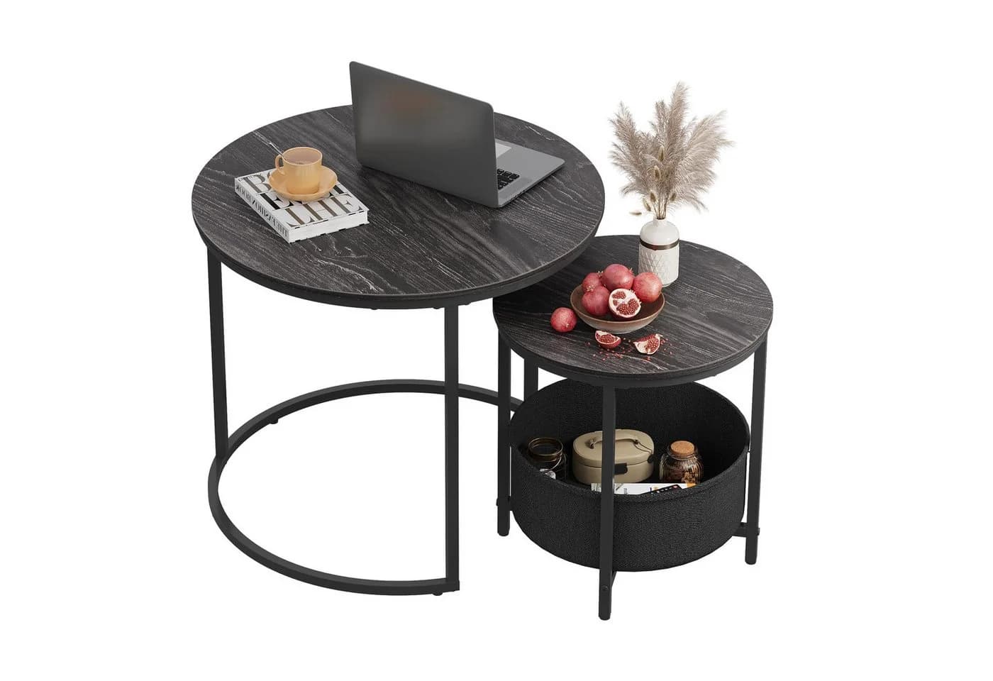 WLIVE Couchtisch 2er-Satz mit Stauraum, Holzoptik, 2 in 1 Verschachtelung - Bild 2