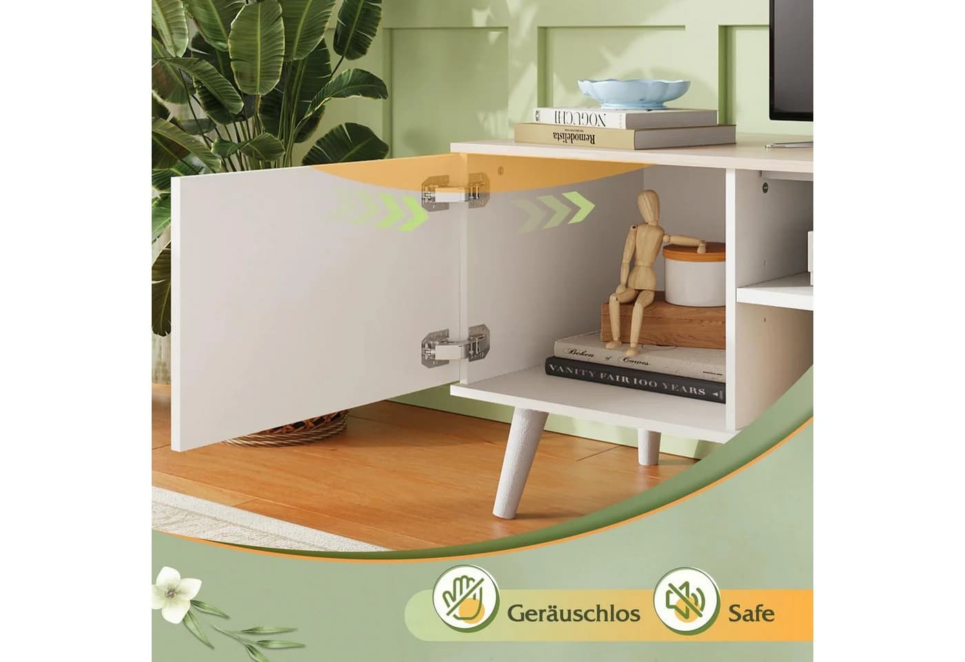 WLIVE TV-Schrank Lowboard mit 2 Türen, Fernsehschrank für Fernseher bis zu 55/60 Zoll, verstellbare Ablagen, für Wohnzimmer, Schlafzimmer - Bild 5