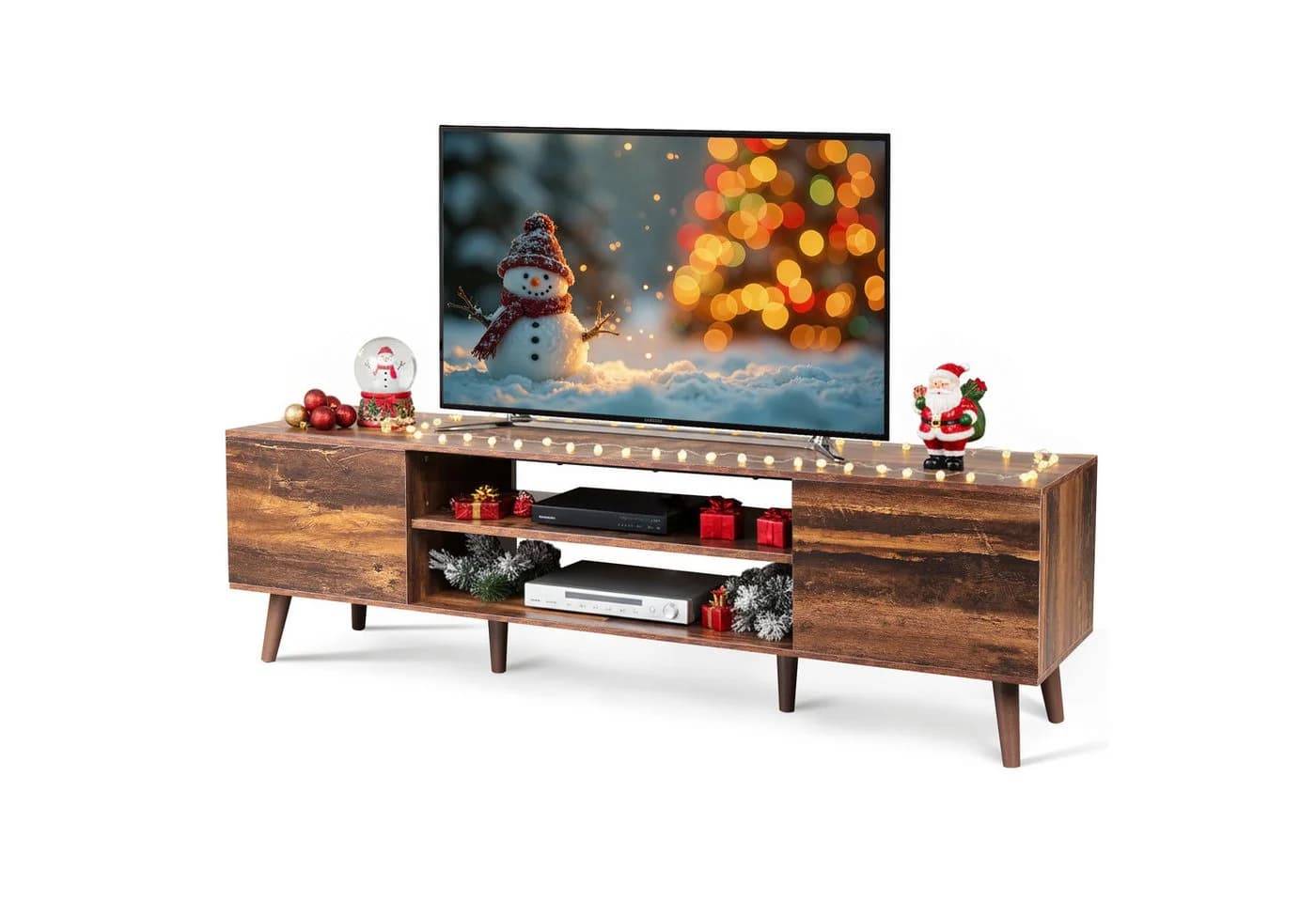 WLIVE TV-Schrank Lowboard mit 2 Türen, verstellbare Ablagen, für Wohnzimmer, Schlafzimmer - Bild 2