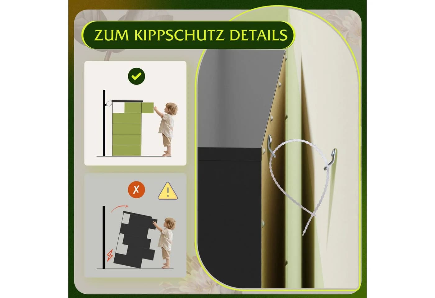 WLIVE Kommode mit 5 Schubladen, Vielseitiger Schubladenschrank für Schlafzimmer, Flur & Kinderzimmer - Bild 5