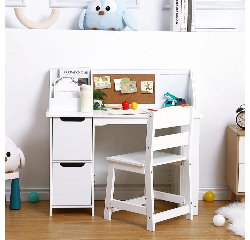 GarveeMore Kinderschreibtisch mit Bücherregal, Weiß, für Kinder 3-8 Jahre - Bild 3