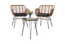 GarveeMore Balkonset 3-tlg. Braun Rattan Metall mit Glas Bild 2