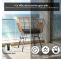 GarveeMore Balkonset 3-tlg. Braun Rattan Metall mit Glas Bild 3