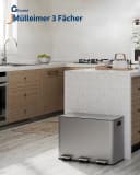 GarveeMore Mülleimer Küche 3x15L Edelstahl Softclose Grau Bild 1