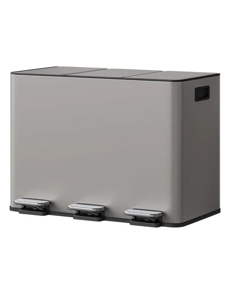 GarveeMore Mülleimer Küche 3x15L Edelstahl Softclose Grau - Bild 2