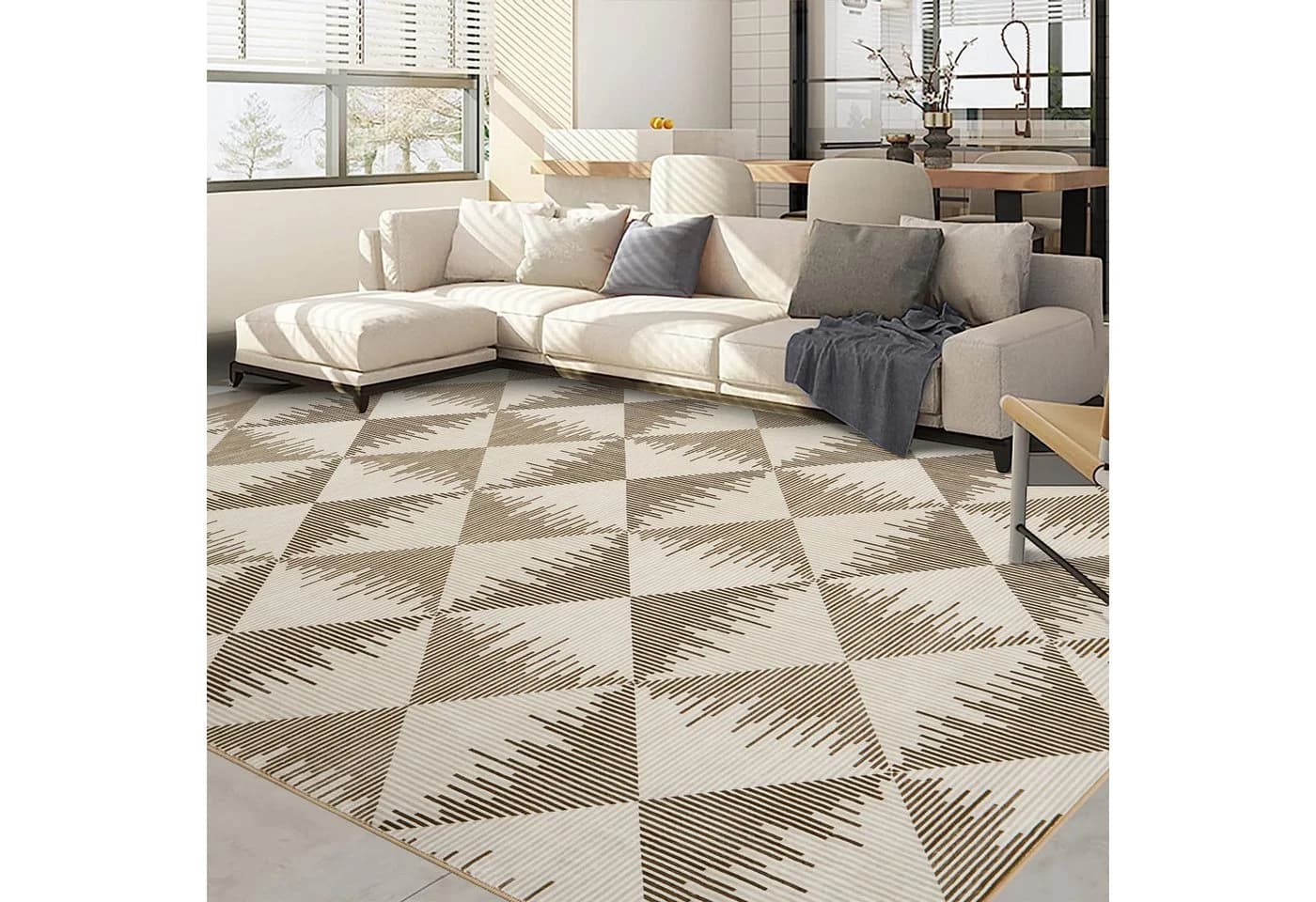 GarveeMore Moderner Teppich Beige Geometrisch Waschbar Antirutsch - Bild 5