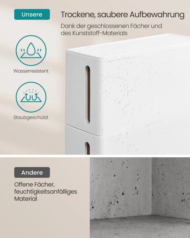 SONGMICS Beistellwagen mit Rollen 4 Schubladen Grau/Weiß/Braun - Bild 4